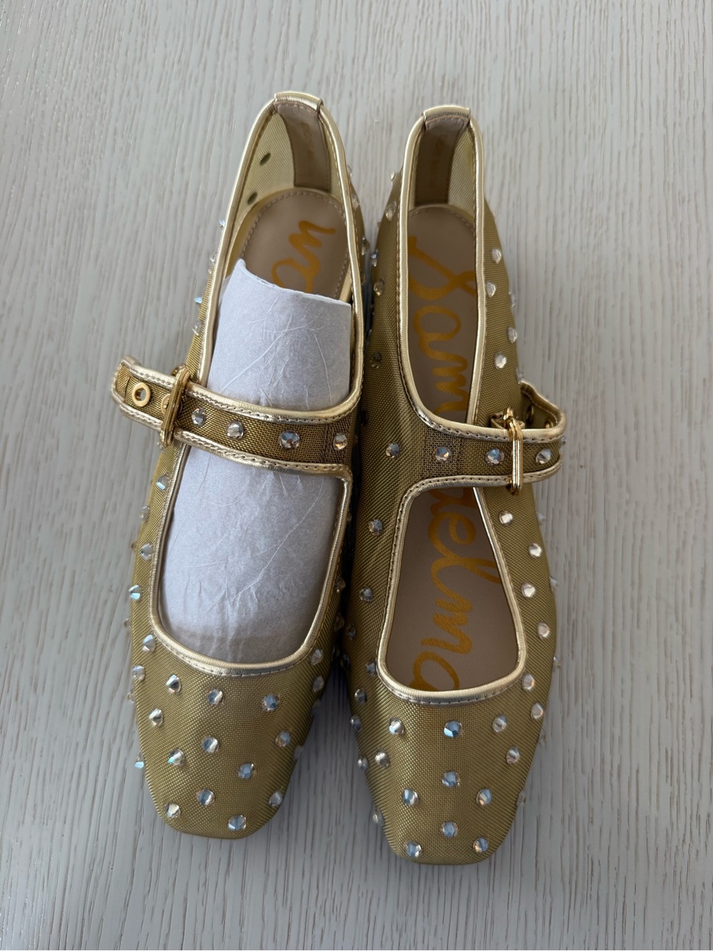 Sam Edelman Michaela Shine Gold Mary Jane Flats NEW Size 6.5